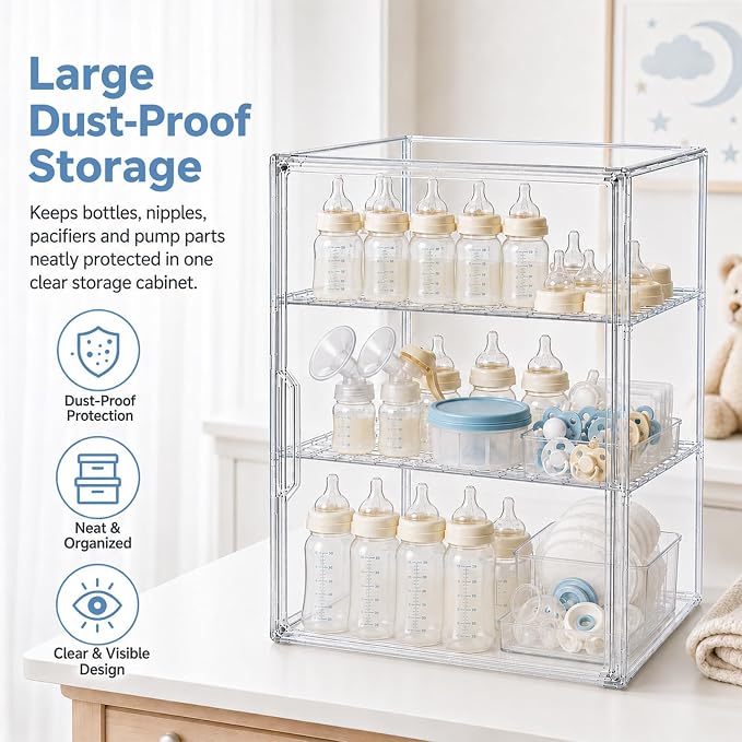YESGIRL 3-Tier Clear Baby Bottle Organizer