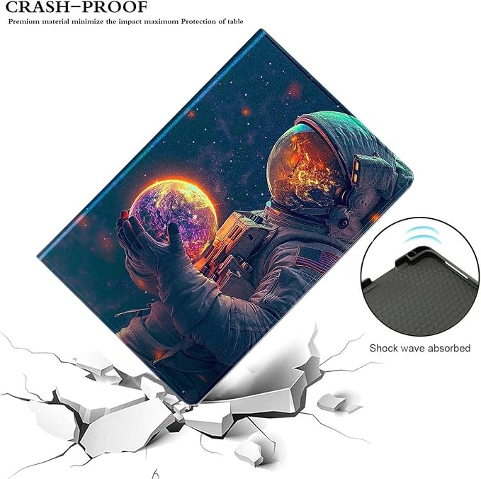for Samsung Galaxy Tab S6 Lite 10.4" Tablet Case 2022/2020(SM-P610/P613/P615/P619),Premium Leather Folio Stand Auto Wake/Sleep,Multiple Viewing Stand,Astronauts Planets Pattern