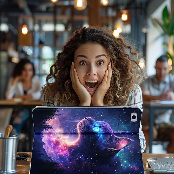 for Microsoft Surface Go 4/3/2/1-10.5" 2021 Tablet Case,Auto Wake/Sleep,Adjustable Stand Protective Cover - Galaxy Cat