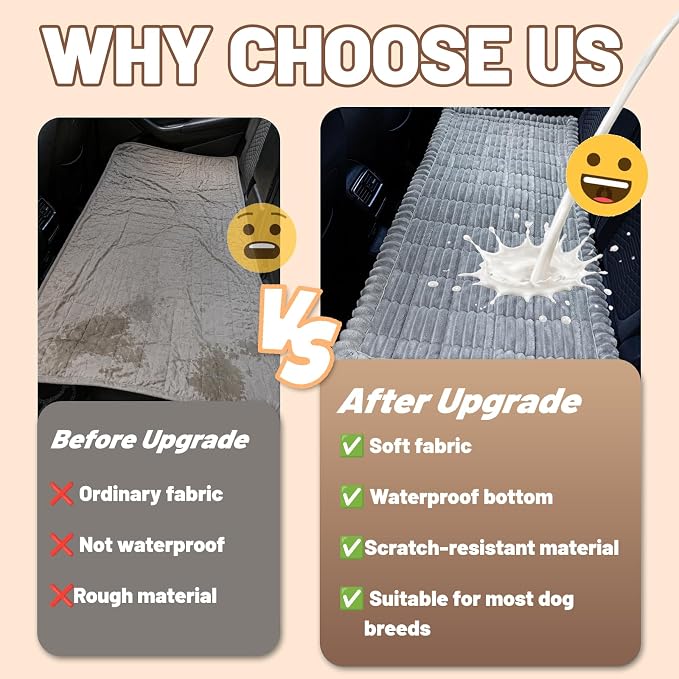 Dog Bed for Car Back Seat, Waterproof Dog Blanket for Car, Light Grey | Dog Bed for Car, Back Seat Dog Bed, Washable & Non-Slip Travel Pet Mat for For the Back Seat and Trunk, Fits Car, Truck & SUV