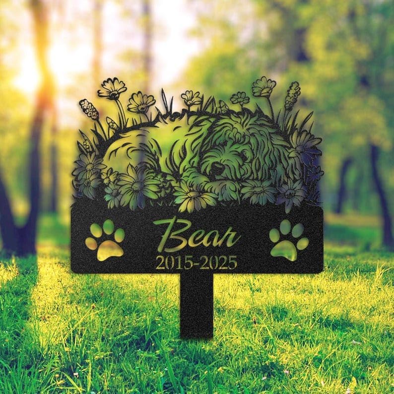 Custom Goldendoodle Dog Memorial Stake, Pet Loss Garden Tribute | Pet Memorial Gifts for Dogs, Grave Marker, Grave Decorations for Cemetery, Dog Dad Gifts, Back Yard, Garden Decor
