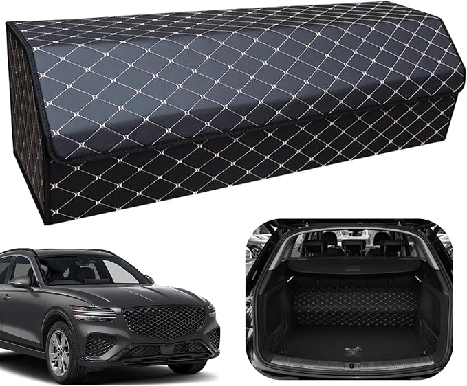 Car Trunk Organizer For Ford Escape PHEV -Custom Fit,Leather Large Capacity Outdoor Trunk Organizer,4-Layer Cover,Diamond Quilted Pattern All-Season Use For Ford Escape PHEV 2020-2025