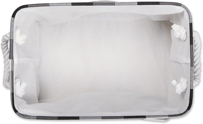 DII Buffalo Check Storage Bin, Medium Rectangle, 16x10x12, Tri Color Black