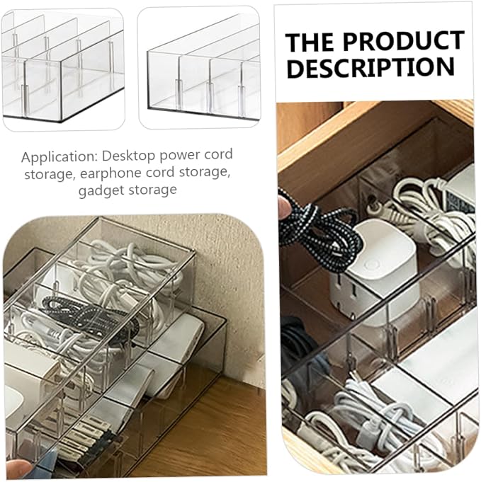 Mikikit Cord Management Box Jewelry Holder Power Cord Storage Efficient Home Organization Pet Material