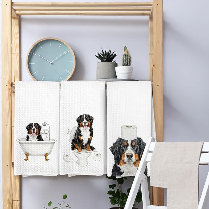 Bernese Mountain Bathroom Decor Gifts Hand Towels, Bernese Mountain Dog Bathroom Hand Towels Decorative Set of 3, Dog Gifts for Women,Home & Kitchen