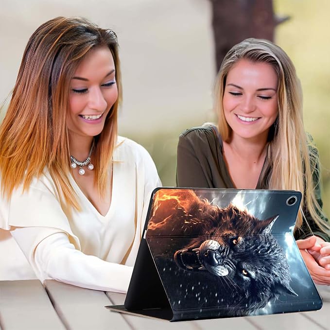for Samsung Galaxy Tab A 8.0 2019(SM-T290/T295) Tablet Case,Premium Leather Folio Stand Auto Wake/Sleep,Multiple Viewing Stand,Dark Fierce Wolf