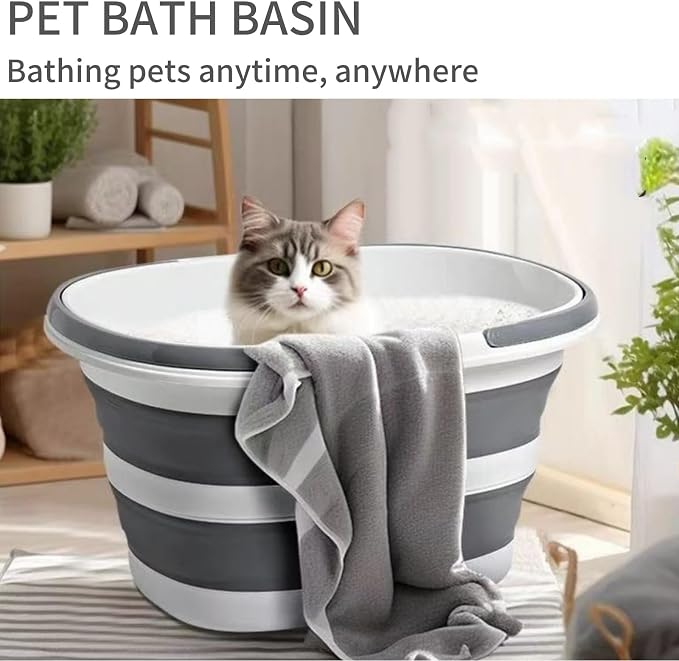 Foldable wash Basin, 16L Portable Foldable Bucket with Handle for Fashionable Camping Laundry car wash Foot Bath Fishing, Cleaning Supplies Storage Bucket Cleaning Bucket for Storage