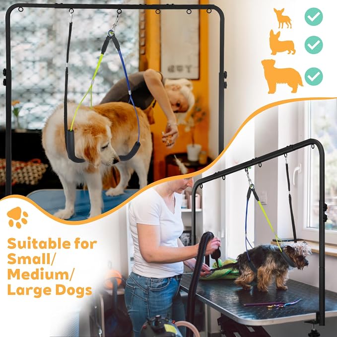 Adjustable Pet Grooming Arm with Clamp for Small & Medium Large Dogs,58" | Dog Grooming Arm,Grooming Loop & No Sit Haunch Holder Dog Grooming Station with Clamp for Home Use,Nail Trimming & Drying