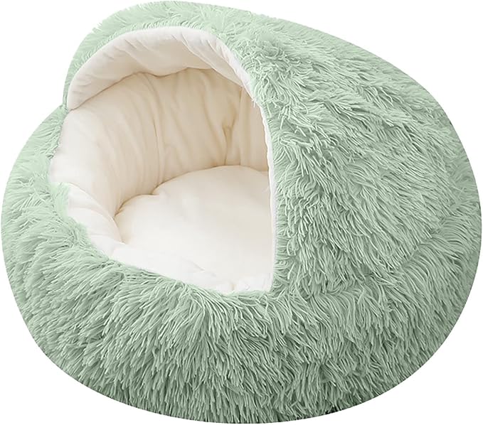 15.8'' Soft Round Plush Faux Fur Pet Bed for Cats or Small Dogs, Anti-Anxiety Cat Bed Puppy Bed, Washable Fluffy Anti-Slip Mute Base, Soft Pet Round Bed, Snooze Sleeping Cozy Kitty Kennel