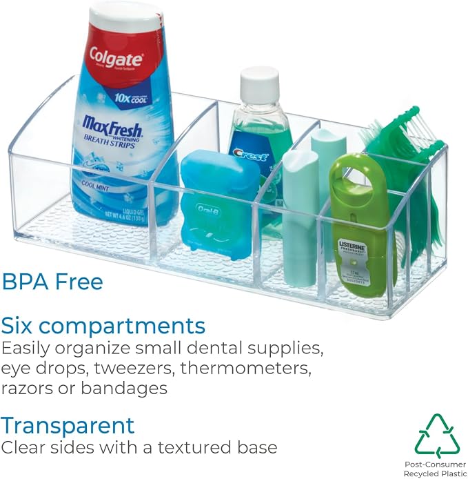 iDesign Medicine Cabinet Organizer - Clear Plastic Bathroom Storage for Vitamins, Makeup, or Toiletries