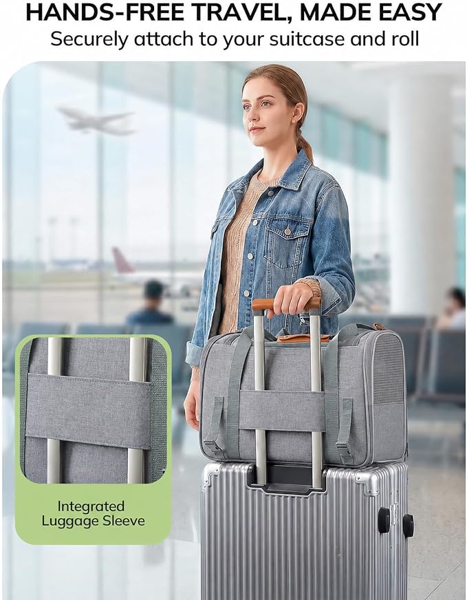 Morpilot Airline Approved Cat Carrier for Pets up to 15lbs,16.5" x11" x11" | Soft-Sided Pet Travel Carrier with 4-Sided Mesh Ventilation for Cats & Puppies (Light Gray)