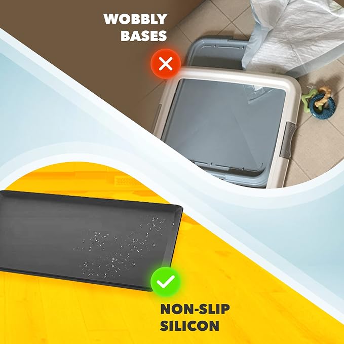 Dog Pee Pad Holder - Fits Up to 24” x 24” Pee Pad - 1 Pack - Black | Stable Grip, Raised Edges, Quick-Wipe Silicone Surface Dog Potty Tray Holder for Indoor Flooring Protection