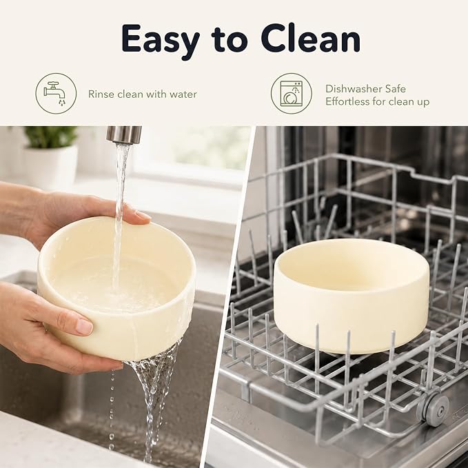 Havniva Ceramic Dog Bowls Elevated, Raised Dog Food Bowl for Medium Dogs | 7.3” Elevated Dog Bowls, Non-Slip Wood Stand, Dog Food and Water Bowl Set, Dog Feeding Dish, Large Capacity Pet Water Bowl