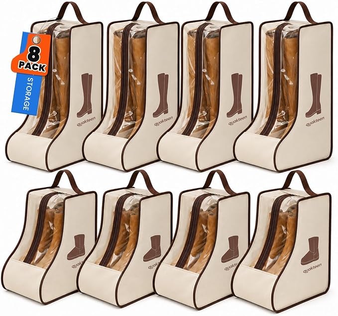 8Pack Portable Waterproof Storage Bags, Boot Bags For Cowboy Boots, Dustproof Shoe Bags for Storage are Used for Travel Storage, Under the Bed, Shoe Cabinet and Other Home Storage