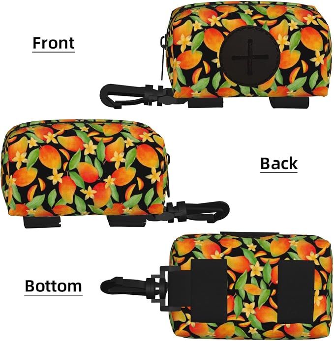 Mango Flower Pet Waste Bag Dispenser 0.2L | Portable Dog Poop Holder Waste Bag With Zipper Park Doggy Walking Accessory