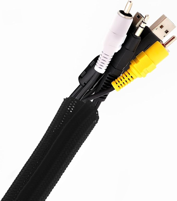 Pixio 10FT Tubing Cable Sleeve – 1/2 inch Flexible Cable Management Sleeve for PC, Gaming, TV & Office, Wire Organizer for Desk Cable Cleanup