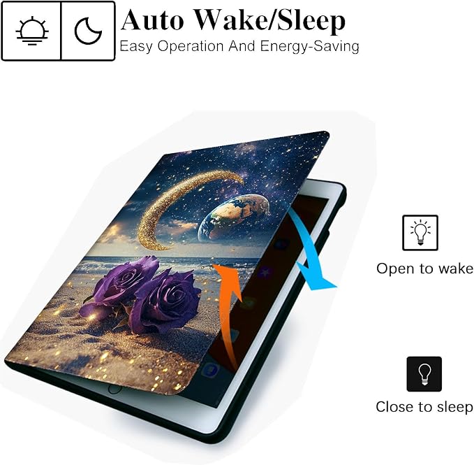 for Microsoft Surface Pro X/Pro X Plus-13 2019/2020/2021/2024 Tablet Case,Auto Wake/Sleep,Adjustable Stand Protective Cover - Starry Sky Earth Moon