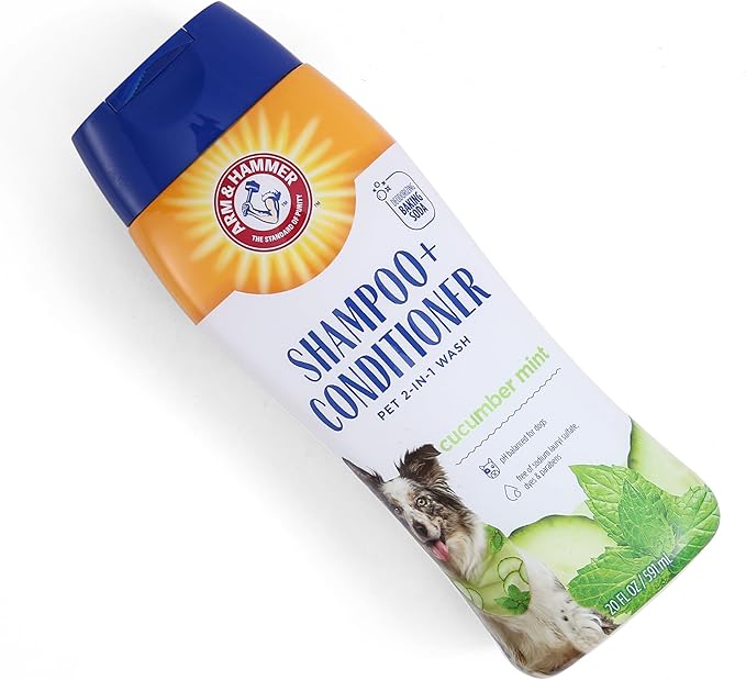 Arm and Hammer for Pets 2-in-1 Dog Shampoo and Conditioner, Cucumber Mint - Odor-Eliminating Baking Soda Formula for Clean, Fresh, Fully Conditioned Dog Coats, 20 Fl Oz - 6 Pack