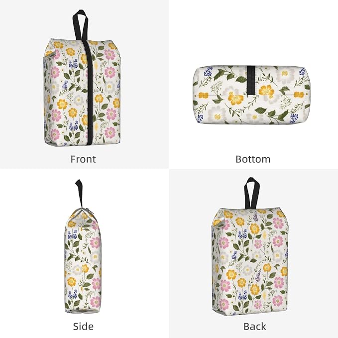 Fresh Country Floral Travel Shoe Bag for Men & Women, Waterproof Shoe Storage Organizer with Zipper, Portable Shoe Pouch for Sneakers, Heels, Sandals, Gym & Travel Luggage 2PCS