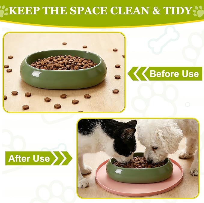 Cat Food Mat, 7x7 Inch Silicone Pet Feeding Mat Non-Slip Round Waterproof Dog Water Bowl Tray Raised Edge Protects Floors (2Pcs, Purple), Intended for Pets Bowl/Fountain