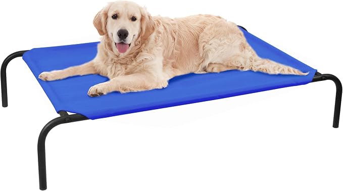 Elevated Dog Bed for Large Dogs | Raised Dog Bed with Breathable Mesh for Indoor Outdoor Use, Non Slip, Easy to Clean, 50.5 Inches, Blue