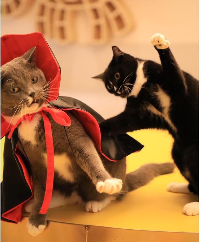 Dog Cat Vampire Cloak Costume for Small Medium Large Dogs Cats, Halloween Dog Costumes Cat Vampire Cloak