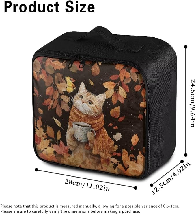 First Aid Kit Bag Fall Cat Maple Leaf Empty First Aid Bag Medical Bag Empty Large Capacity for Home Office and Travel Use Lightweight Washable Soft Fabric