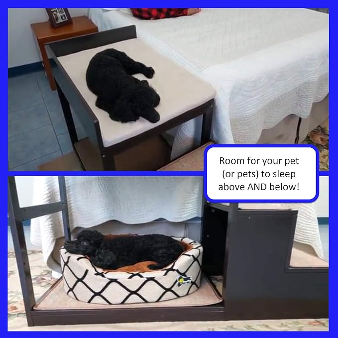 Penn-Plax Buddy Bunk Multi-Level Bed | Pet Stairs for High Beds and Couches | 3 Step System for Small Sized Dogs and Cats | Practical and Accommodating for Modern Homes (DOGF60)