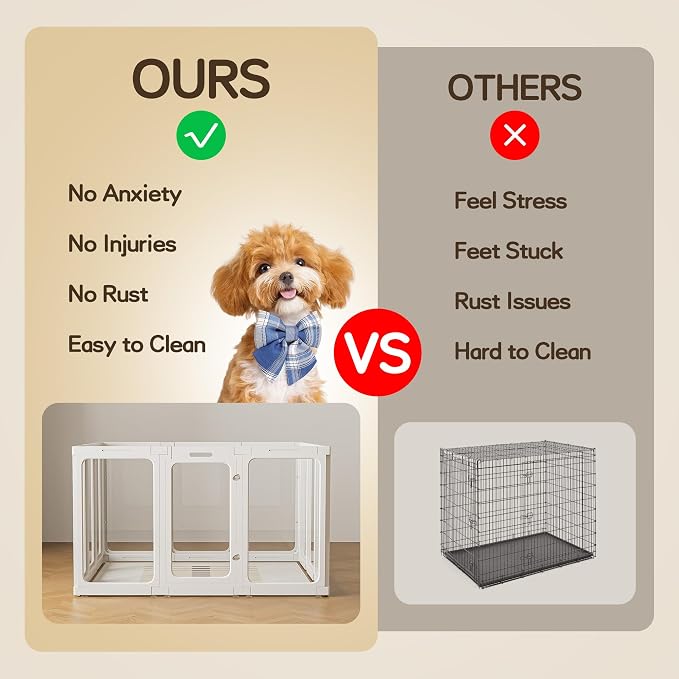 Jalove 12PCS Dog Playpen Clear Puppy Playpen Indoor, 30" H Easy Assemble | Ideal for Small to Medium Dogs,Transparent Small Pet Play Pen, Sturdy Fence Crate Kennel Whelping Cage Enclosure , White