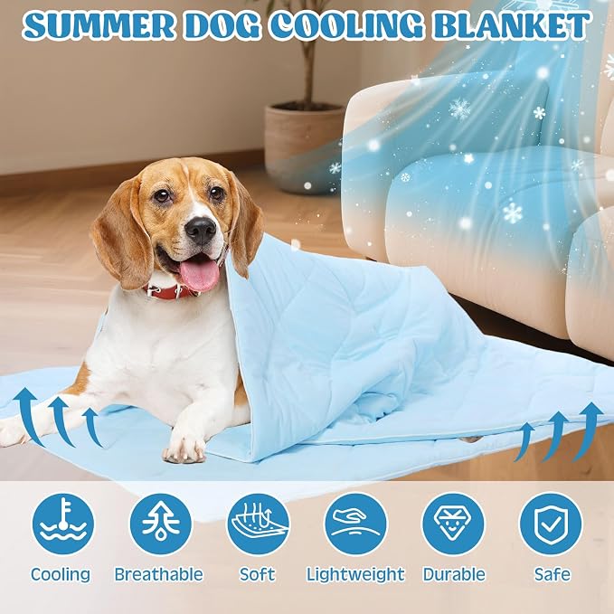 4 Pack 40" x 60" Dog Cooling Mats with Storage Bags, Washable Cooling Pads for Dogs, Foldable Pet Self-Cooling Mat for Crate, Sofa, Floor, Car, Indoor Outdoor Summer Use
