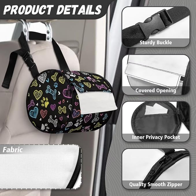 Graffiti Paws Paper Towel Holder Water Resistant Tissue Dispenser with Adjustable Strap, Collapsible Hanging Toilet Paper Roll Holder for Kitchen,Bathroom,Car Seat,Camping
