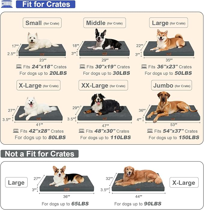 Waterproof Orthopedic Outdoor Dog Bed XL for Extra Large Dogs | Egg Crate Foam for Joint Support, TPU Waterproof Layer, Machine Washable 1680D Oxford Cover, 44 x 32 Inch, Up to 90 lbs