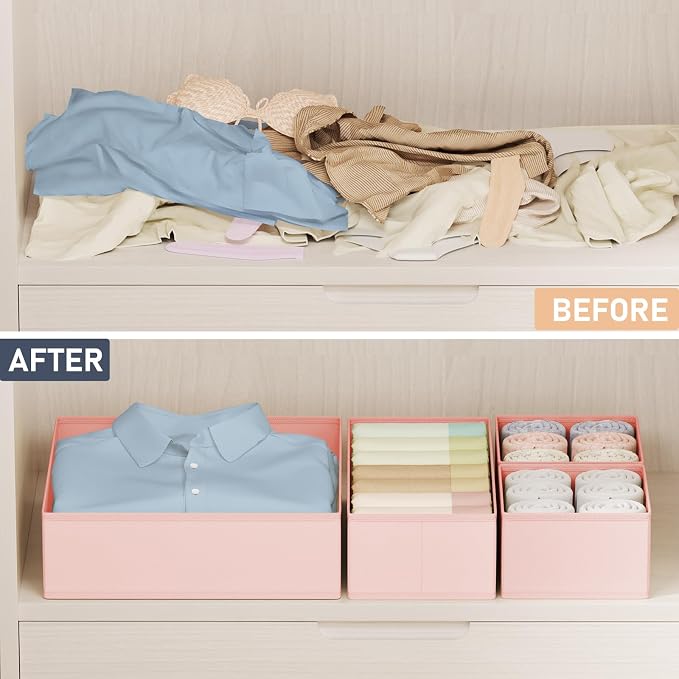 DIMJ Drawer Organizer Clothes Storage - 24 Pack Baby Dresser Organizer for Nursery, Small Fabric Closet Drawer Organizer Bins for Underwears Socks, Foldable Storage Dividers Organization for Bedroom