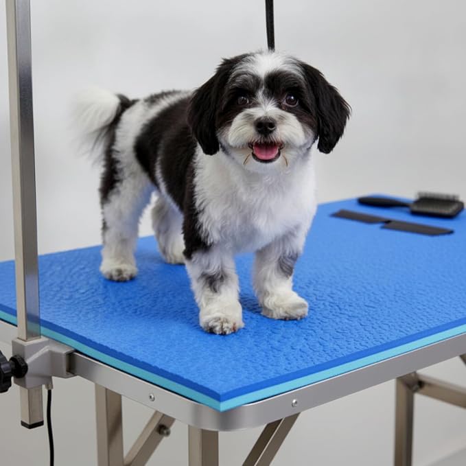 Nuanchu Dog Grooming Table Mat,36 x 24 x 0.2In,Non-Slip PVC Pad, Blue
