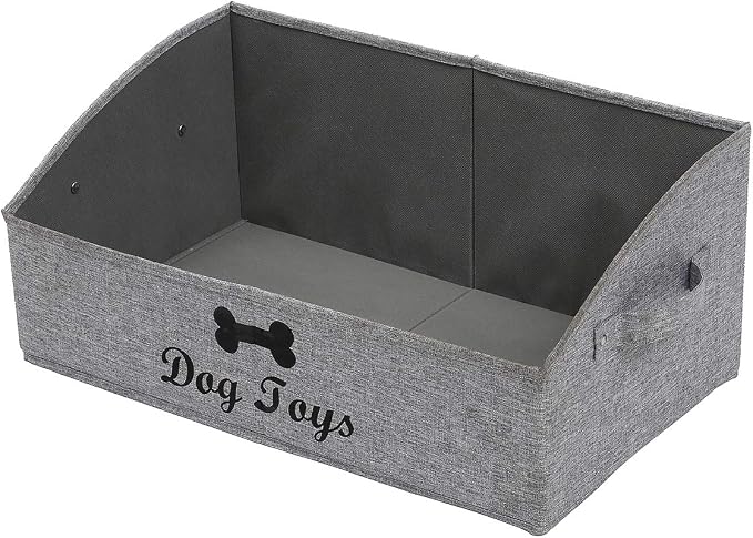 Geyecete Foldable Fabric Trapezoid Organizer Box - Collapsible Basket for Dog Toys (Gray)