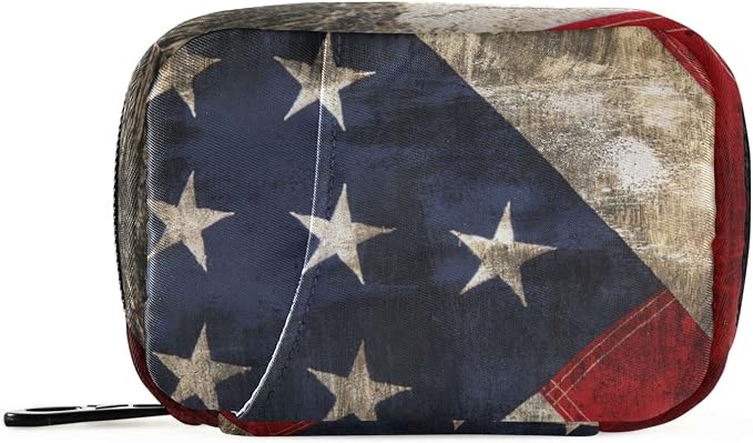 American Flag Star Pill Case, Portable Weekly Pill Box Bag Container 7 Days Pill Organizer Vitamin Supplement Holder with Zipper for Travel Family Business