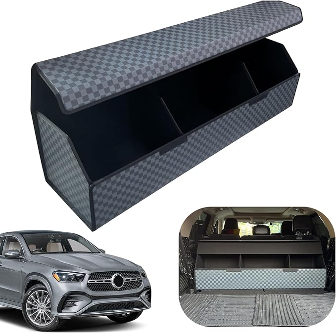 Car Trunk Organizer for For Benz GLE - Custom Fit,Easy Installation，Large Space Outdoor Trunk Organizer with Leather,Hook and Loop Fastener,4-Layer Cover,For Benz GLE 450 2020-2025