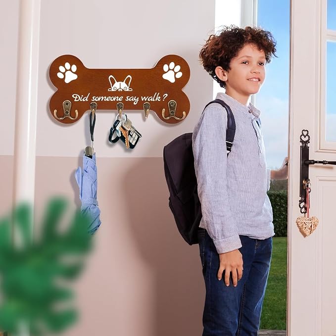 Dog Leash Holder forwall,Coat RackHooks, Mount Storage Organizer (Yellow 2)