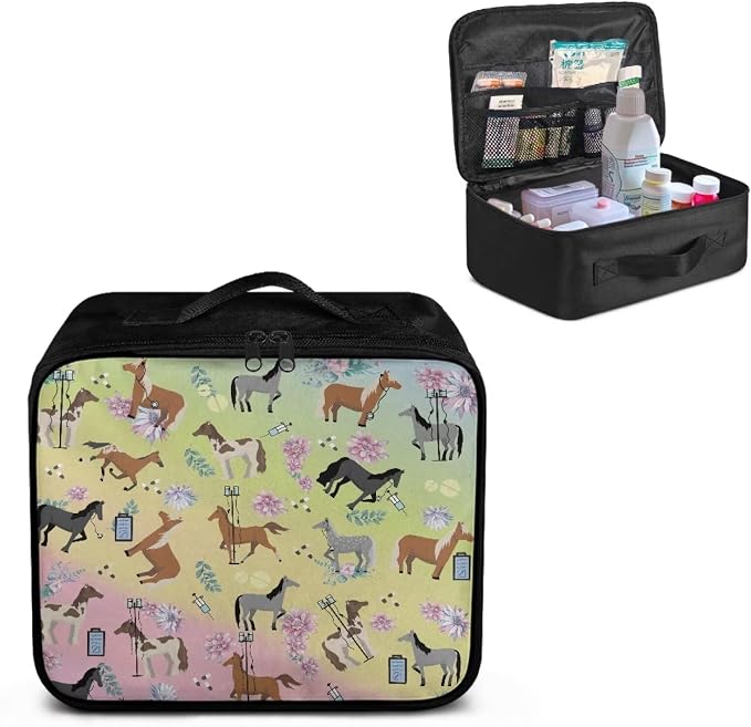 Nurse Horse First Aid Kit Bag Empty Portable First Aid Bag Empty Medium Medicine Storage Bag Medication Travel Bag for College Dorm School Kids Medical Bag Empty Pouch