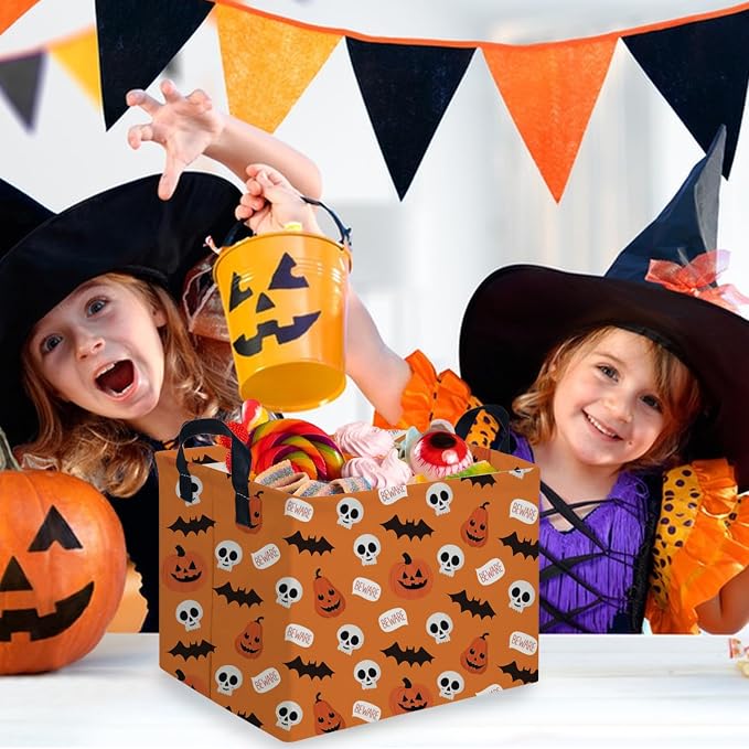 Halloween Ghost thriller basket,Empty Halloween basket,Horror and thriller decor,Trick or Treat Box for Boys and Girls,Horror decor(Bat pumpkin)