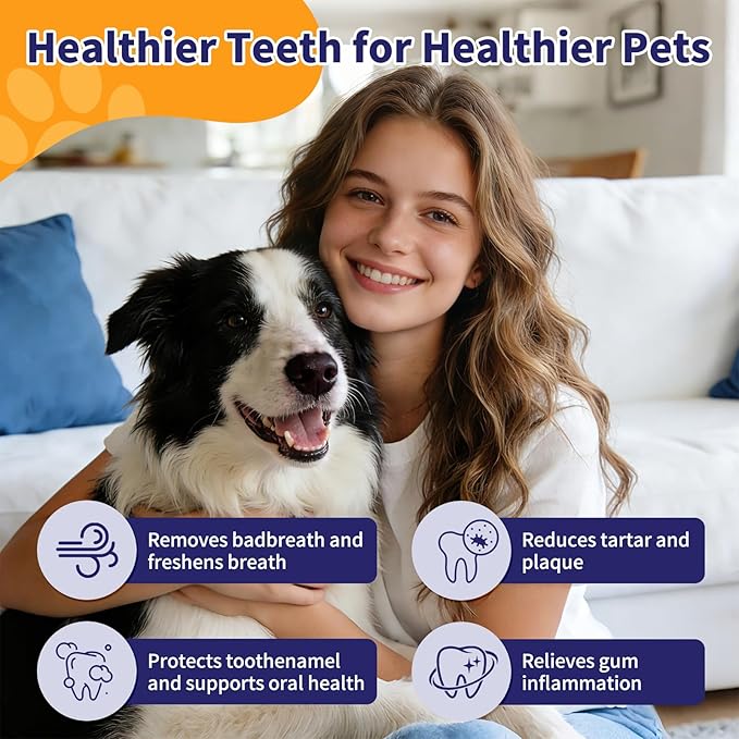 Dog & Cat Teeth Cleaning Wipes – Dog Breath Freshener & Dental Wipes for Dogs Teeth, No-Rinse Toothbrush & Toothpaste Alternative, Cat Dental Care, Puppy Tooth Brushing Kit (50 Count)