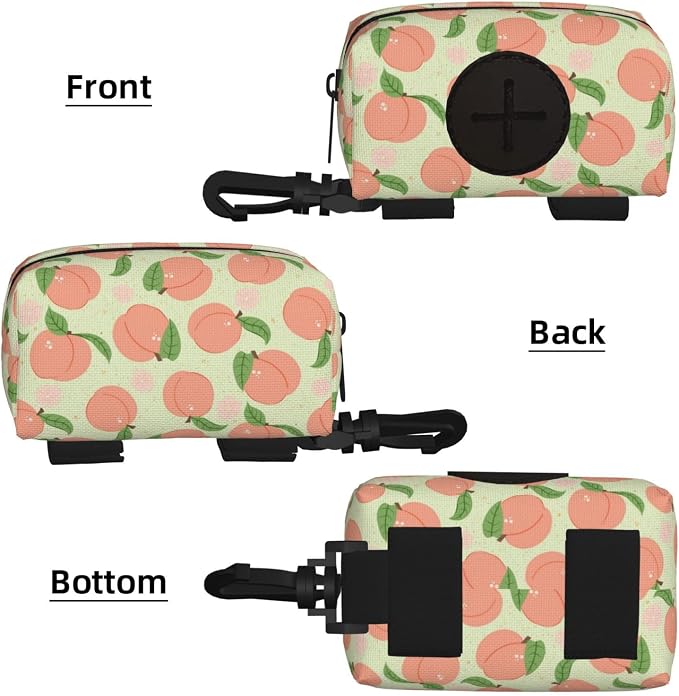Pink Peach Plaid Pet Waste Bag Dispenser 0.2L | Portable Dog Poop Holder Waste Bag With Zipper Park Doggy Walking Accessory
