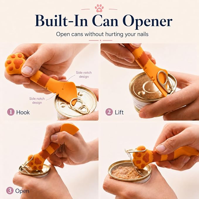 Meow&Woof Cat Wet Food Spoon, Mini Spatula for Pet Canned Food, BPA Free Can Spoons for Animal Feeding, Small Jars Spatulas, Easy Clean Scraper for Dog Food Cans （2 Spoons）