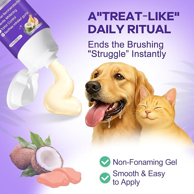 6% nHA Pet Dual-Enzymatic Toothpaste, Sensitive Teeth Care for Dogs & Cats, Remineralizes Enamel & Repairs Early Cavities, Plaque Control & Fresh Breath, Safe to Swallow, 3.52oz