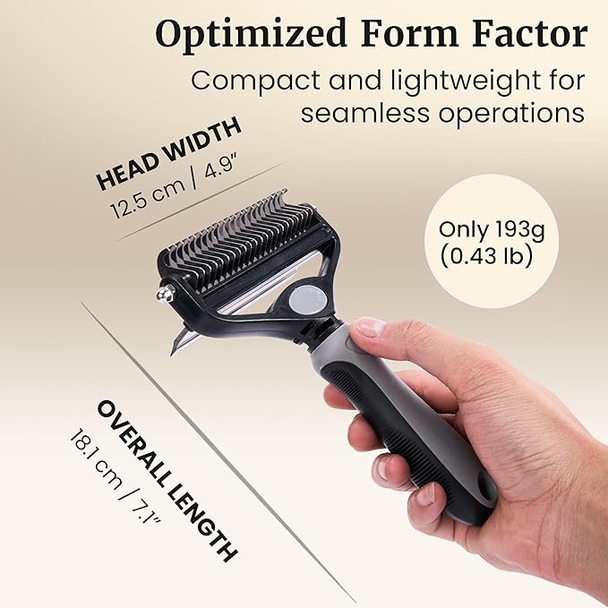 2-in-1 Deshedding Brush and Dematting Rake for Dogs – Double Coat Undercoat Grooming Tool for Medium to Large Breeds, Reduces Shedding by Up to 95%