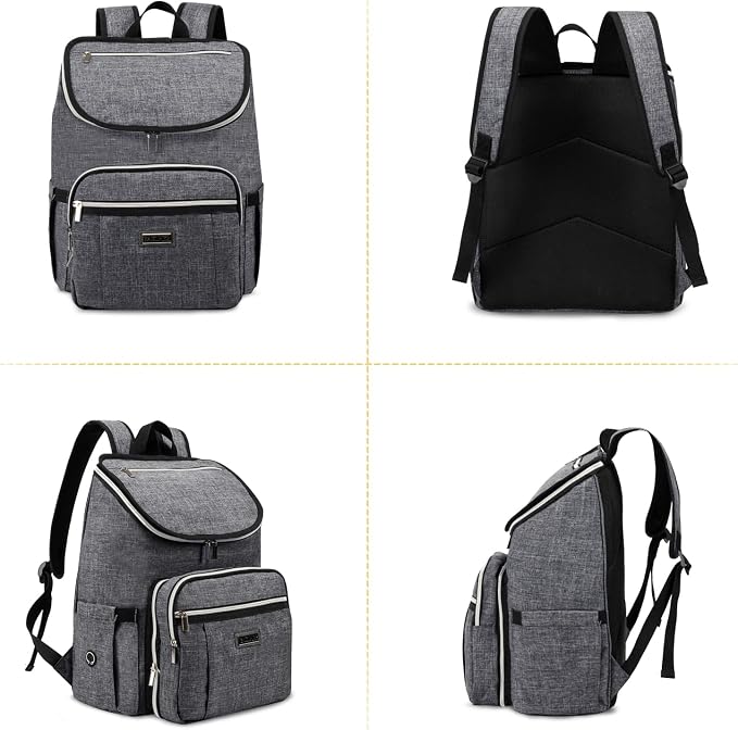 BAGLHER Travel Dog Backpack - Detachable Travel Dog Food Container for Pet Supplies Dog Gear Backpack,Dog Bag for Traveling with 2 Silicone Collapsible Bowls and 2 Food Baskets Grey
