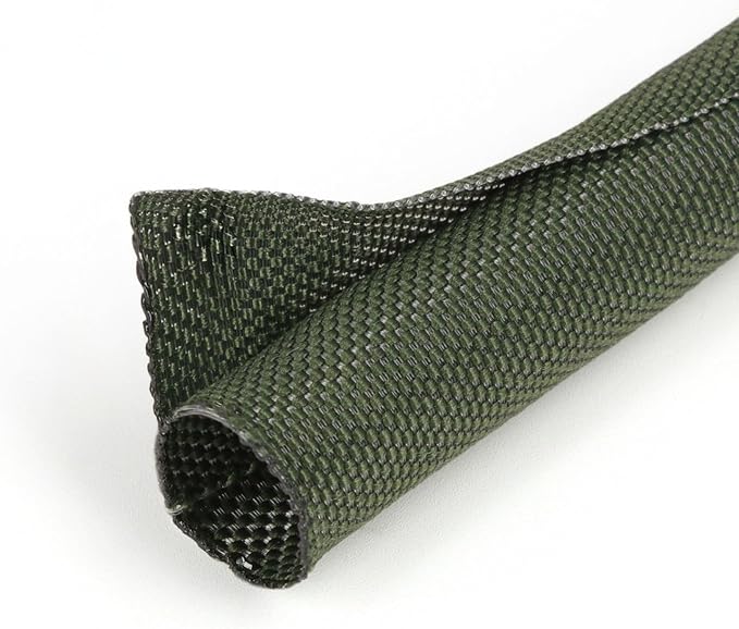 5/16 inch Split Braided Cable Management Sleeve for USB Cable Power Cord Audio Video Cable, Wire Loom Cord Protector from Cat Dog Chewing (Dark Green, 10FT)