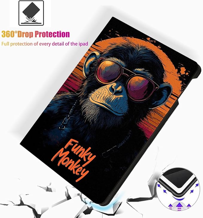 for Microsoft Surface Pro 7 Plus,Surface Pro 7/6/5/4 12.3" Tablet Case,Auto Wake/Sleep,Adjustable Stand Protective Cover - Funky Monkey