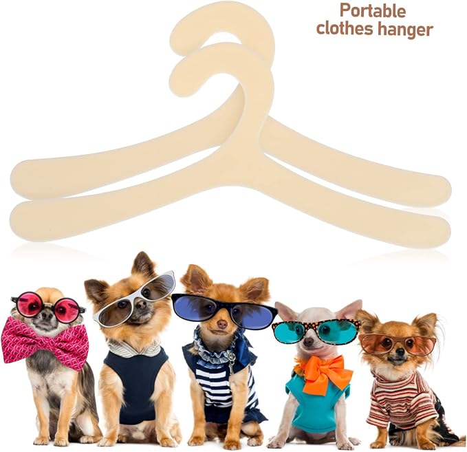 GANAZONO 40 Pack Pet Clothes Hangers for Cat Clothes Drying and Storage | Plastic, Beige Finish, 19cm Size, Reusable Strong Structure, Closet or Shelf Organization