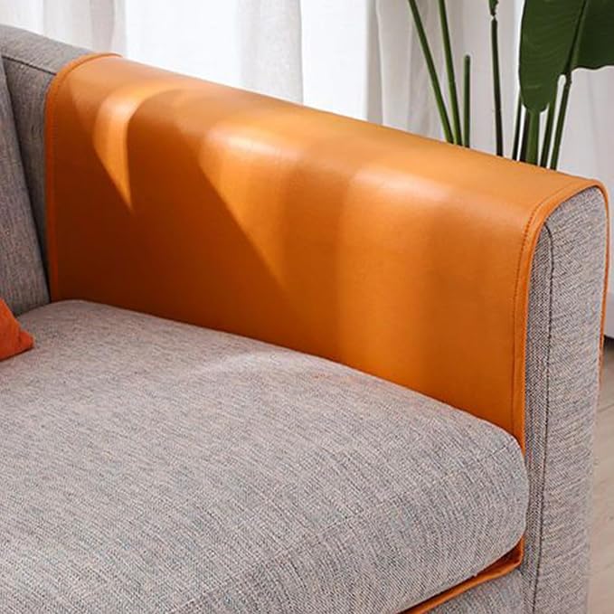 Sofa Armrest Cover with Pockets Set of 2 Furniture Protector Slip Technical Fabric Non Slip Recliner Organizer Remote Holder Caddy Accessories for Living Room Bedroom Kitchen Home 24*43.3 Inch Orange